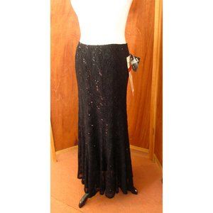 Vintage R&M Richards Goth Tango Gypsy Lacy Sequined Trumpet Skirt USA S12 w/Tags